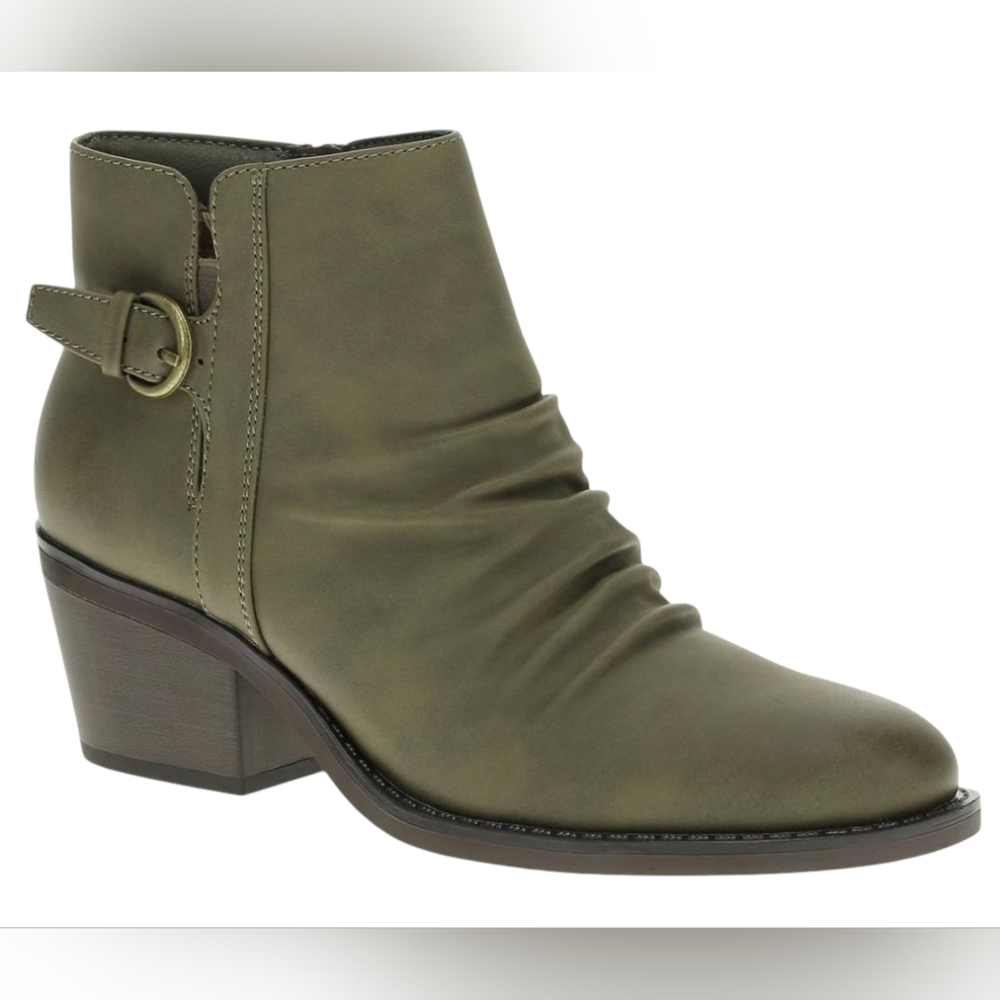 Baretraps Linnea Ruched Side Zip Bootie Moss Mist NEW